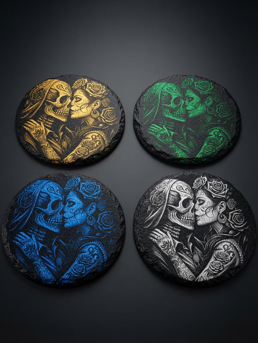Dia de los Muertos Calavera Couple Coaster - Eternal Love