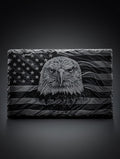 American Bald Eagle & Flag Slate Engraving - Patriotic Wall Art