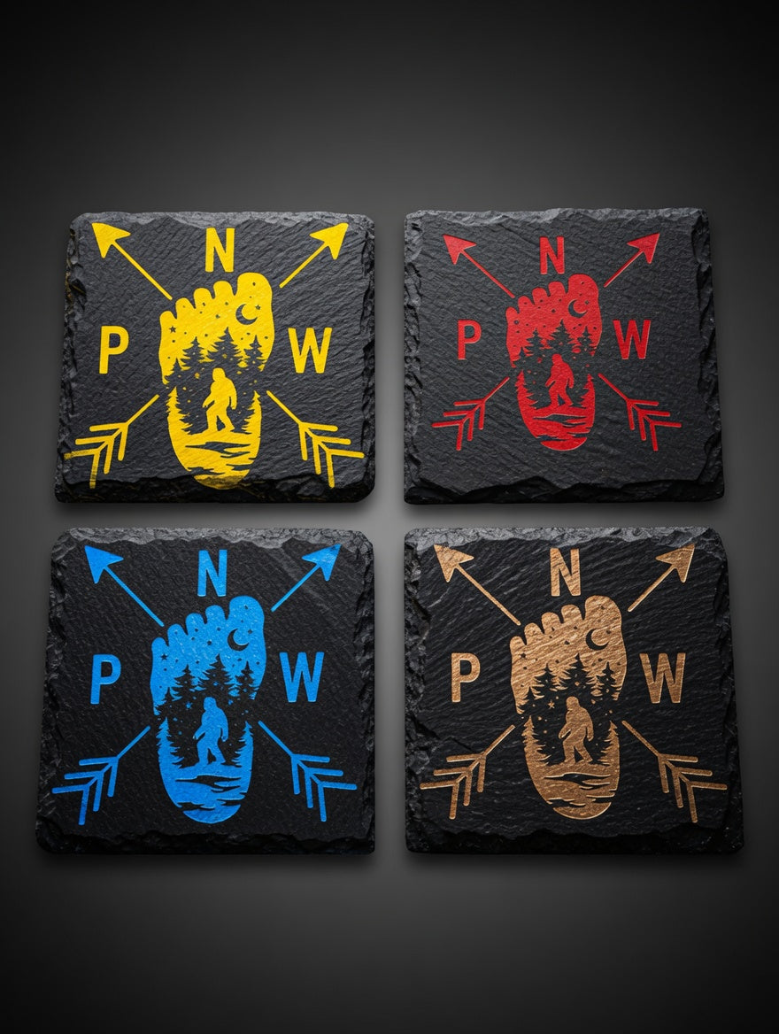 Bigfoot/Sasquatch Slate Coaster Collection