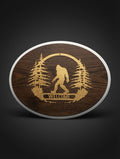 Sasquatch Welcome Sign – Rustic Oval Bigfoot Wooden Wall Decor