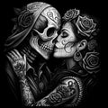 Dia de los Muertos Calavera Couple Coaster - Eternal Love