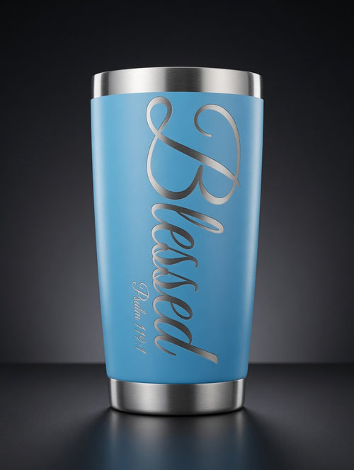 "Faith" Praying Hands Engraved Tumbler - Inspirational Gift