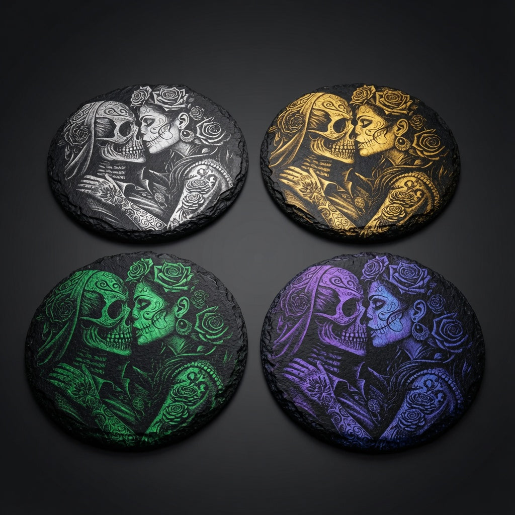 Dia de los Muertos Calavera Couple Coaster - Eternal Love